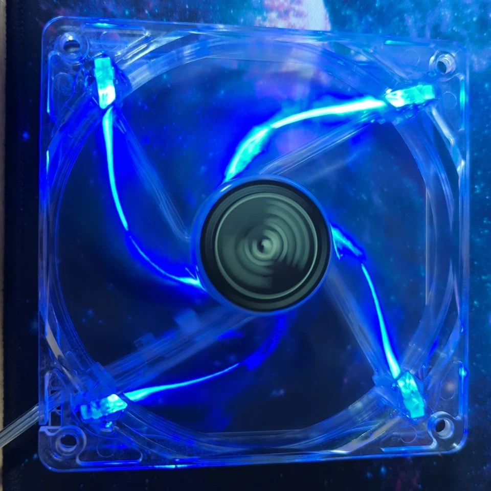 2x Zalman ZA1225CSL 120mm Blue LED Case Fans Clear 3-Pin Sleeve Bearing 12V - Image 2 of 4