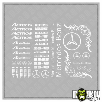 40teil.  1/14 Actros Truck Tamiya RC 1:14 Aufkleber Wedico Mercedes Benz weiss - Bild 1 von 3