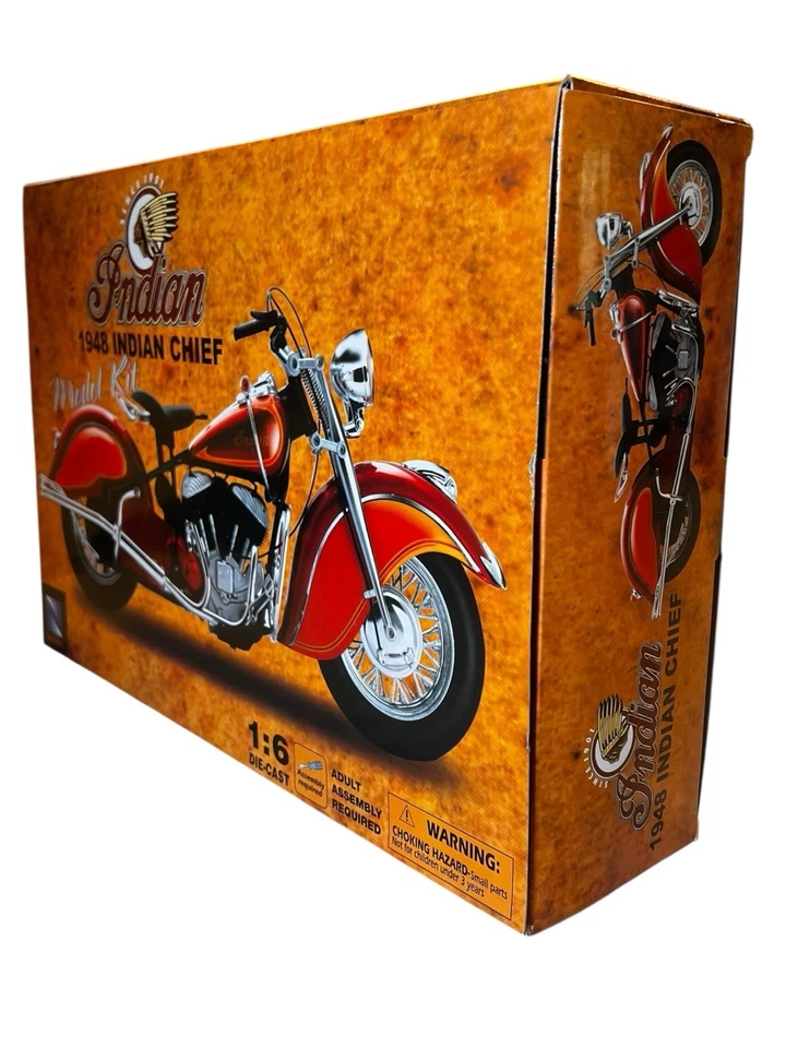 Vintage New Ray 1948 Indian Chief Motorcycle 1:6 Scale Diecast Model Kit NIB - Image 3 of 4