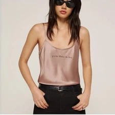 Reformation Women’s Size Small “I’ll Not Budge An Inch” Silk Camisole Pink Black