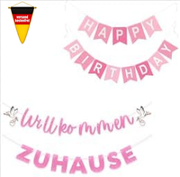 G2Plus 16 × 20 Cm Schon AufgefäDelt Happy Birthday Banner Und Rosa Papier Willko