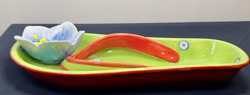 Dennis East Flip Flop Chip & Dip Serving Platter Summer Serving Dish. - Picture 7 of 8