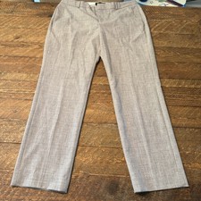 Women's Beige Flat Front Solid Dress Pants Straight Regular Size