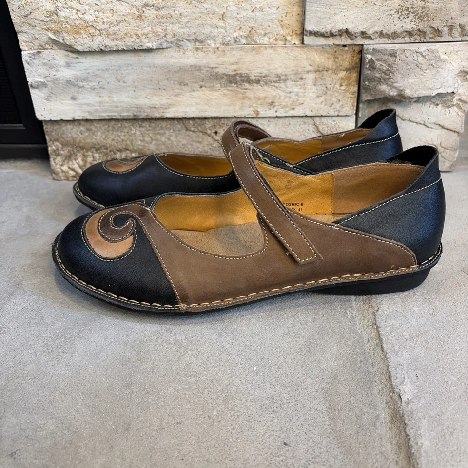 Spring Step Mary Jane Talla 41 (10) Mujer Zapatos Cósmicos Negro Marrón Cuero Casa de Campo Foto 3 de 4