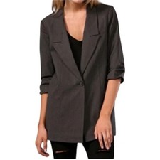 ELIZABETH AND JAMES charcoal gray ruched one button relaxed blazer jacket XL XXL