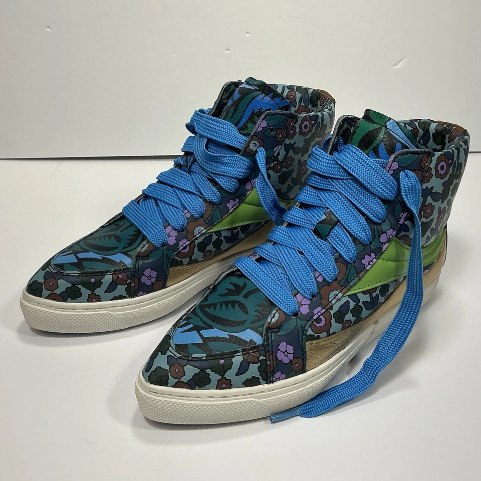 Zapatilla deportiva Coach High Top puntiaguda floral todo cuero - talla 8B Foto 3 de 4