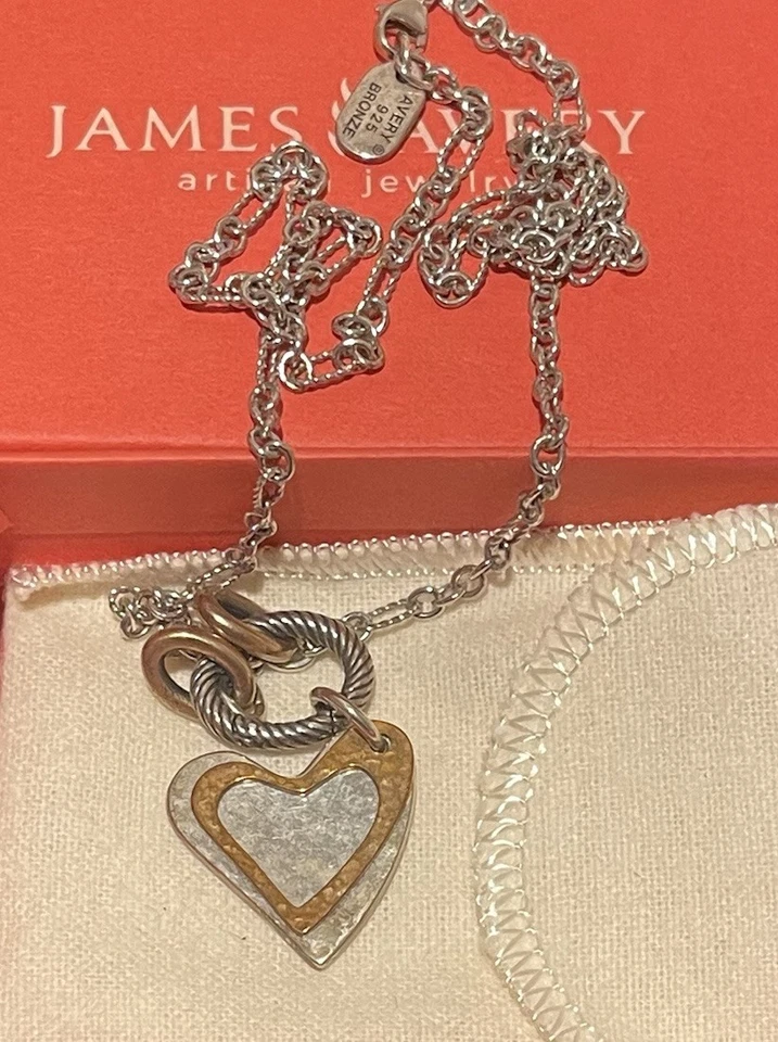 James Avery Retired 18 英寸椭圆形扭转小饰品项链带 JA 无畏心形饰品 — 第 3/4 张图片