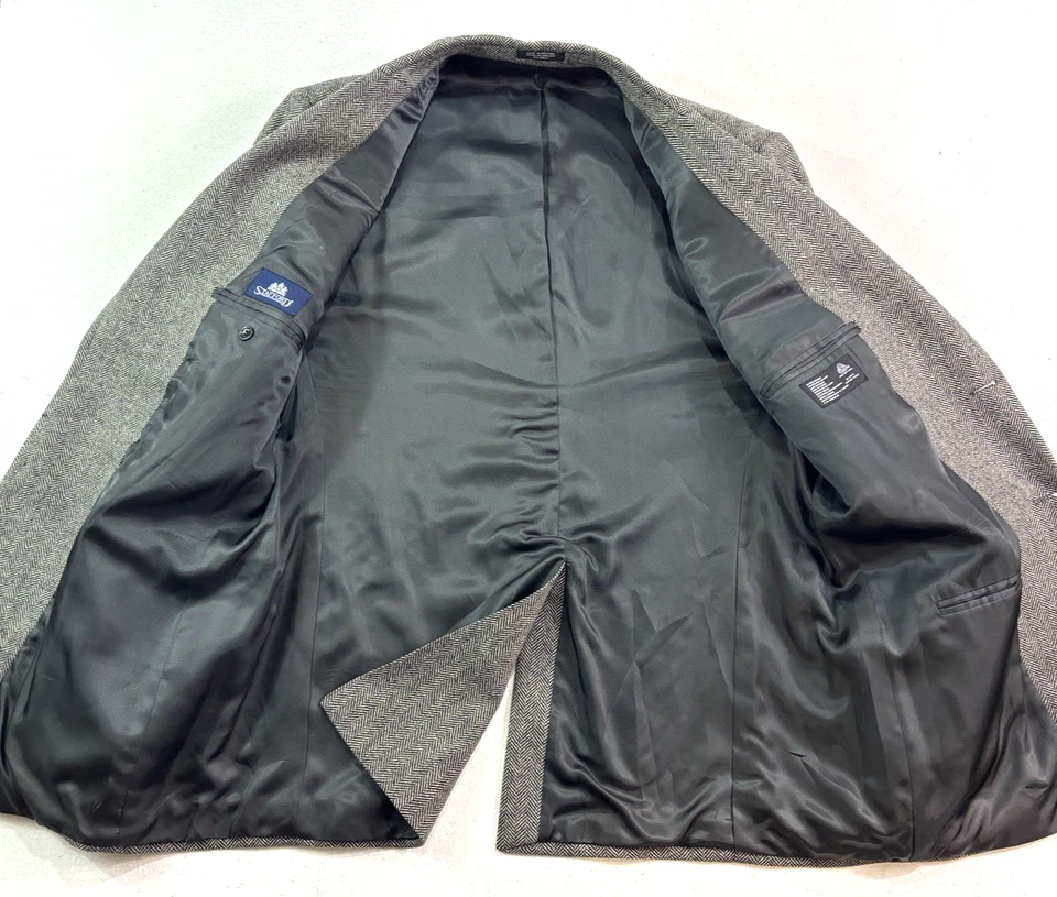 Stafford 48L wool lambswool tweed blazer jacket sport suit coat herringbone - Image 3 of 4