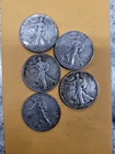 1944-45 50C Walking Liberty Half Dollar - 5 In Lot - 90% Silver