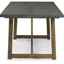 Pemberly Row 72" Solid Wood Trestle Dining Table in Gray and Brown