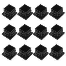 Bonsicoky 12 Pack 3/4" Square Plastic Plugs, Black Tubing Length: 3/4" 12 Pcs