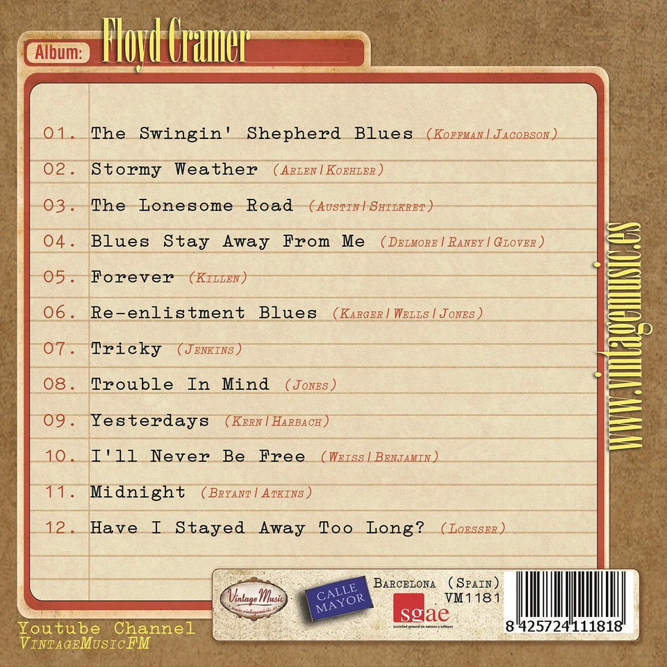 FLOYD CRAMER CD Vintage Jazz Swing Orchestra / Country & Blues Piano , Tricky - Immagine 2 di 3
