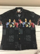 VTG Paradise Found Martini Cocktail Happy Hour Hawaiian Black Shirt USA Men’s XL