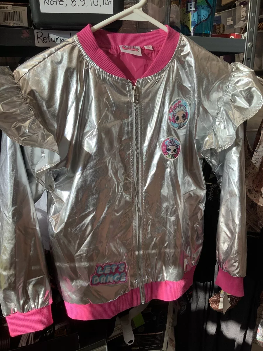 Pink metallic bomber jacket sale