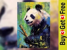 Bamboo-Loving Panda 5"x7" Print on Matte Paper | Bold and Colorful Animal Art