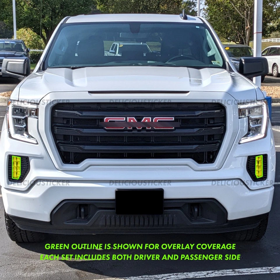 For 2019-2021 GMC Sierra 1500 YELLOW Fog Light Vinyl Front Overlay Tint - Image 2 of 4