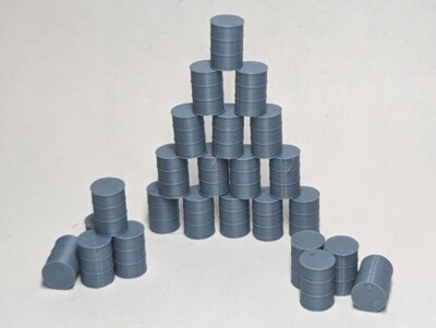 (25) - 55 Gallon Drum Barrels 1:87 Blue HO Scale Lot Set Walthers Herpa Wiking