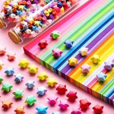 Lucky Stars Origami Paper Folding Craft Shinny Strips 2024 New Double-Sided X8D8