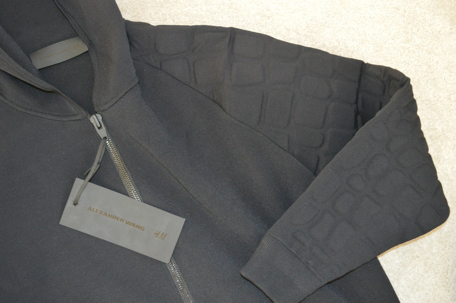 Alexander Wang x H&M felpa con cappuccio nera con cappuccio e cerniera giacca da uomo taglia small S nuova