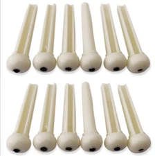12 Pack Ivory Acoustic Guitar Bridge Pins Plastic String End Peg Fastener Holder