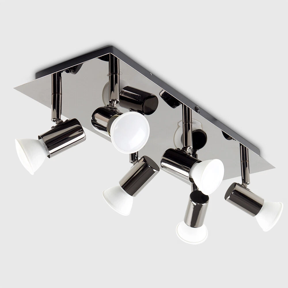 6 Way Ceiling Spot Light Fitting LED GU10 Adjustable Kitchen Spotlight Bar Lamp - Picture 10 of 38