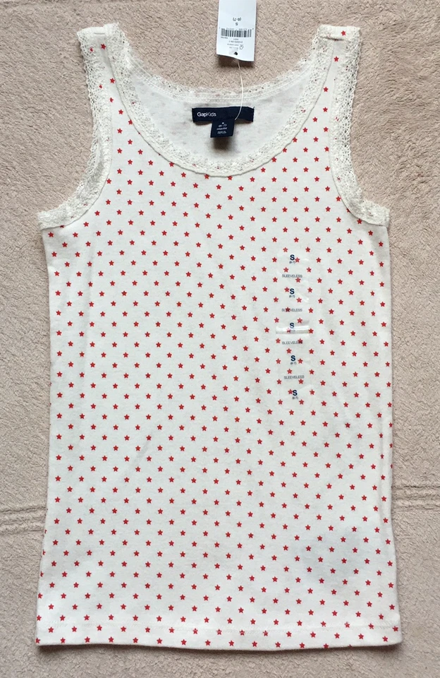 Gap Kids Tank Top, Gymboree Red Flared Skirt, Girls Size 6/7, Stars, Both NEW - Image 3 of 4