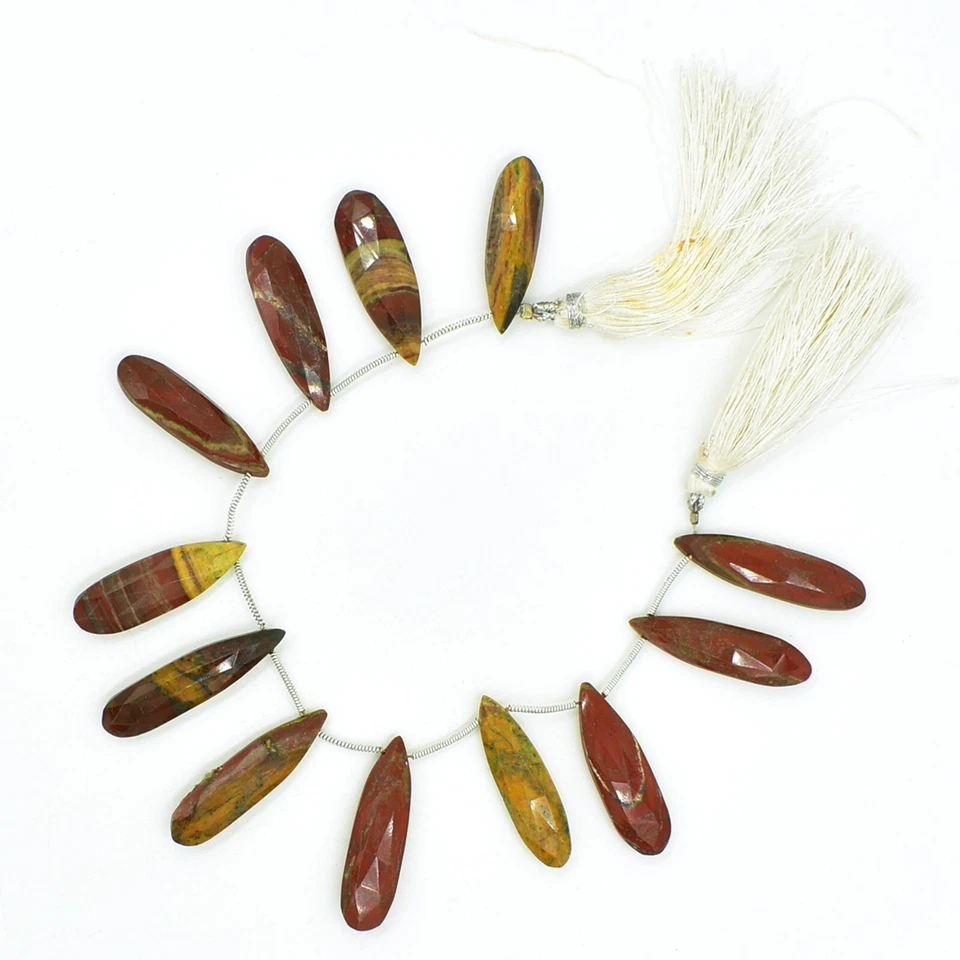 Pedra preciosa de jaspe mookaite natural 10x30mm a 11x37 mm facetada longa pera 8" fio - Imagem 3 de 4