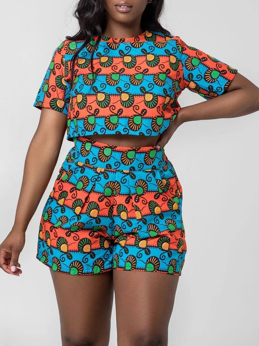 Asha African print Ankara kente short and crop top matching set / co_ord 2  piece