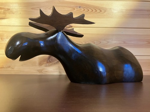 Hand Carved Wooden Moose Sculpture by Yoma LeBel Canadian Ebenisterie - Picture 5 of 11