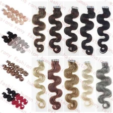 18inch Body Wavy&Curly PU Skin Weft Tape In Remy Human Hair Extensions 40g