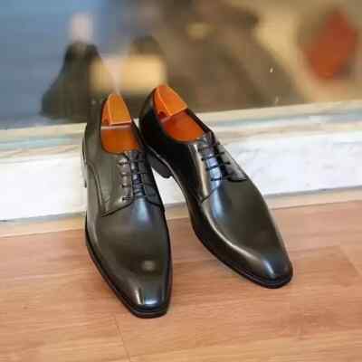 Handmade Men Black LaceUp Leather Derby Dress Shoe, Party Wear Shoe, Office Shoe