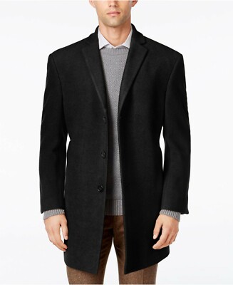 NEW - Calvin Klein Men's Prosper Slim Fit Overcoat, Black, 48R, MSRP $395