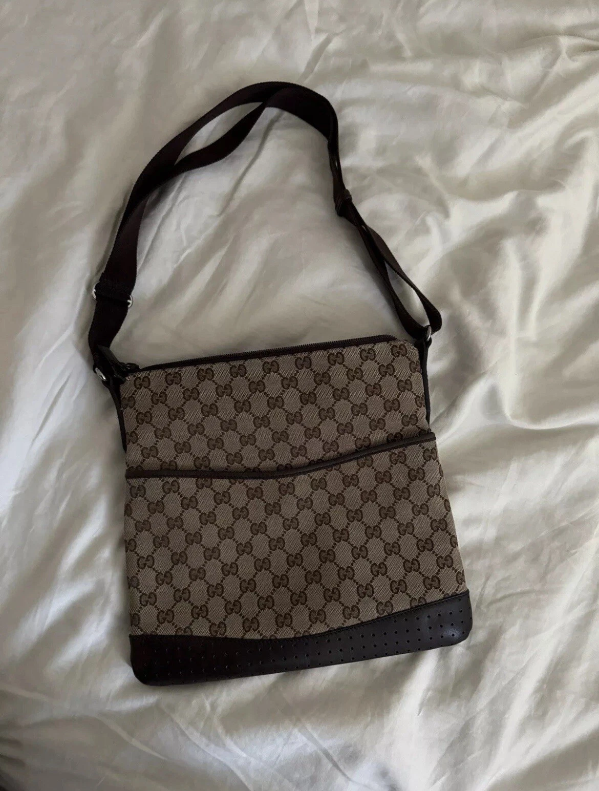Authentique sac bandoulière Gucci monogramme GG toile marron