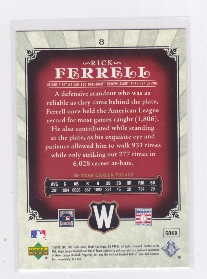 2006 Upper Deck SP Legendary Cuts - Rick Ferrell #8 - Image 2 of 2