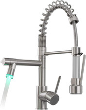 Brushed Nickel Commercial Pull Down Kitchen Faucet with LED Sprayer