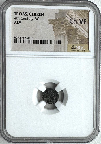 TROAS, CEBREN 4TH CENTURY BC - AE9 CHALKON - NGC CH VF - FREE SHIPPING!
