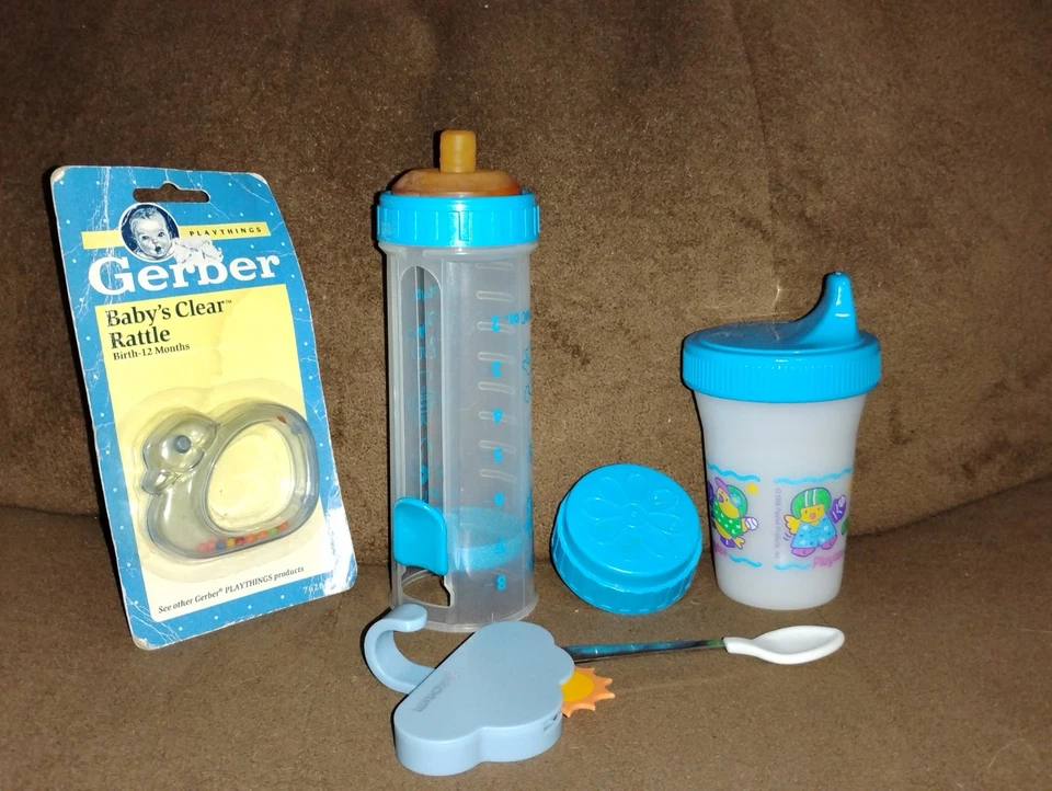 Vintage Playtex Aqua Nurser Baby Bottle, Sippy, Liners, Flat Top Latex Easy Feed - Image 4 of 4