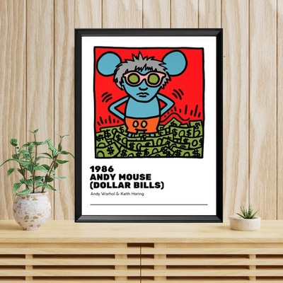 Inklusive Bilderrahmen 40x30 Keith Haring Andy Warhol - Modernes Bild Abstrakt Pop Art