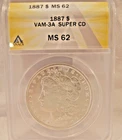 1887-P   MORGAN DOLLAR  *BLAST WHITE LUSTER*  MS-62  VAM-3A   ELITE -SUPER CD!!!