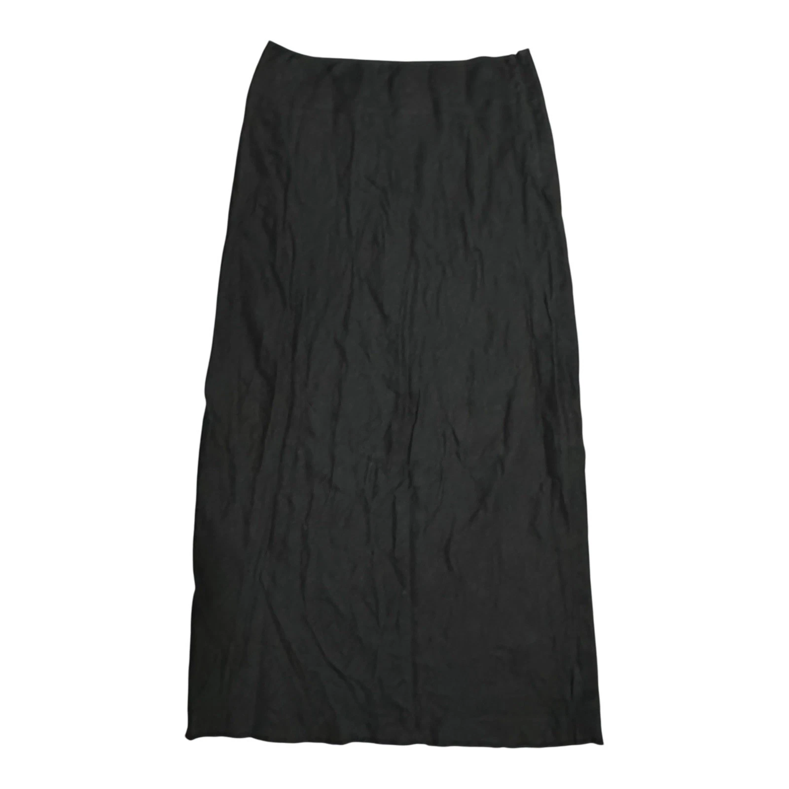 Banana Republic Linen Black Midi Skirt Size 8 Lined Slit Academia Capsule Prep