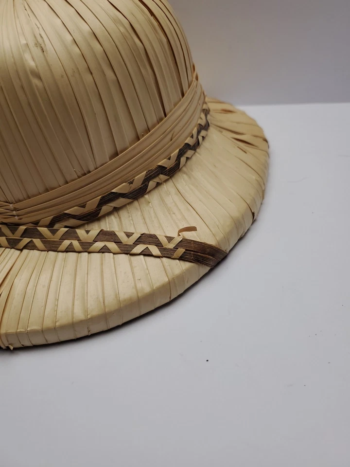 Vintage Straw Rattan Helmet Safari Jungle Hand Woven Hat - Image 4 of 4