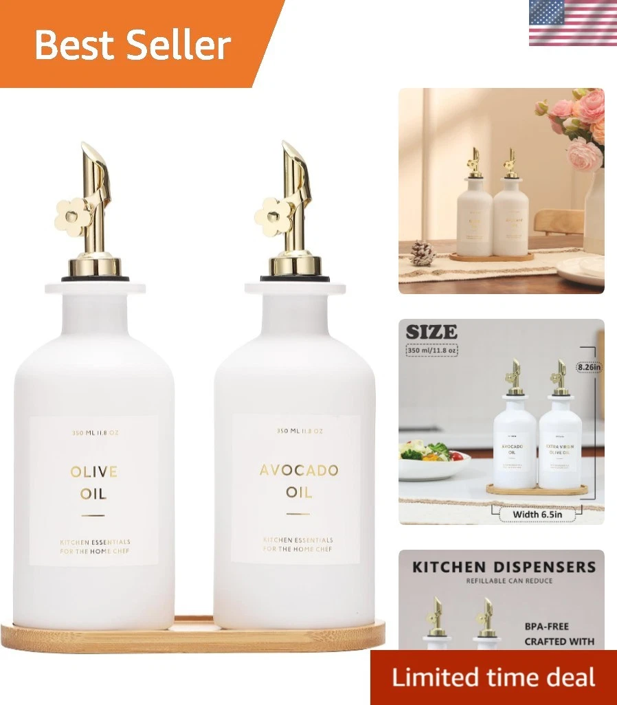 Olive Oil Dispenser for Kitchen, 11.8oz Glass kitchen Dispenser Bottle, Gold ...
Opens in a new wind