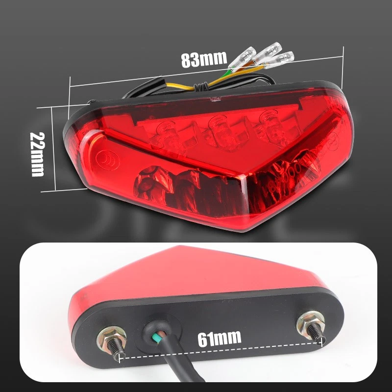 Luz trasera de freno para correr lente roja LED universal motocicleta ATV moto de cross Foto 3 de 4