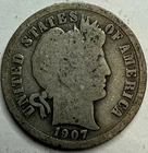 1907 Barber Silver Dime Exact Coin Imaged #BAR217