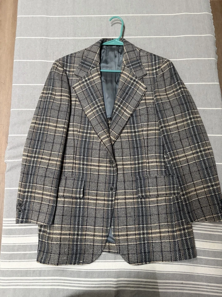 Blazer de Colección Graham & Gunn Azul Beige Tweed 40R Lana Abrigo Deportivo Chaqueta Foto 2 de 4