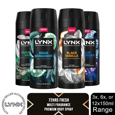 Lynx Fine Fragrance Collection 72H Fresh Deodorant Body Spray, 3,6 oder 12x, 150ml