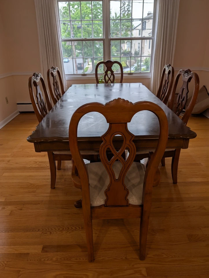 Wood Dinning Table, 6 Chairs  And Buffet Table $300 - Image 2 of 4