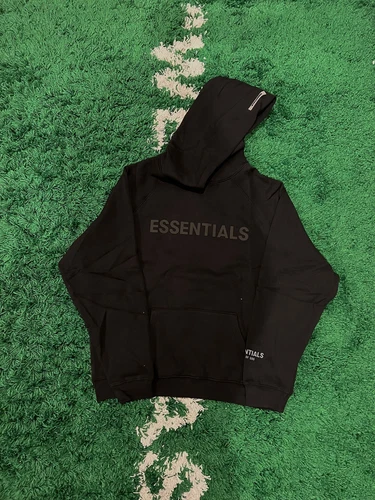 Felpa con cappuccio Fear of God Essentials nera SS20 taglia L