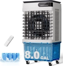 2500 CFM Evaporative Air Cooler 8 Gallon Swamp Cooler with Remote Control