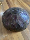 18" Vintage Tiffany Style Multi-Colored Dark Stained Glass Lamp Shade (Jeweled)